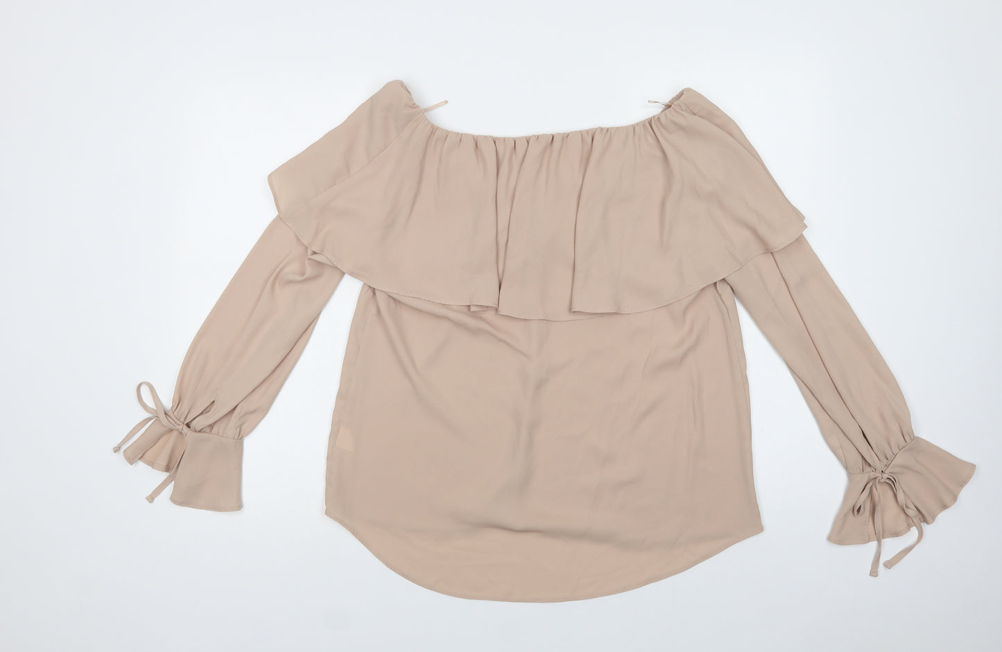 River Island Womens Beige  Polyester Basic Blouse Size 14 Boat Neck
