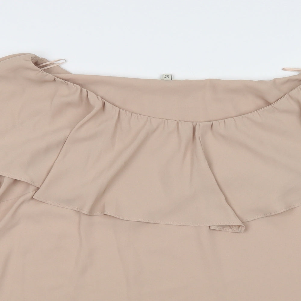 River Island Womens Beige  Polyester Basic Blouse Size 14 Boat Neck