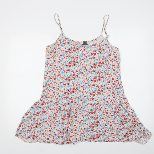 Primark Womens Multicoloured Floral Viscose Slip Dress  Size 14  Round Neck