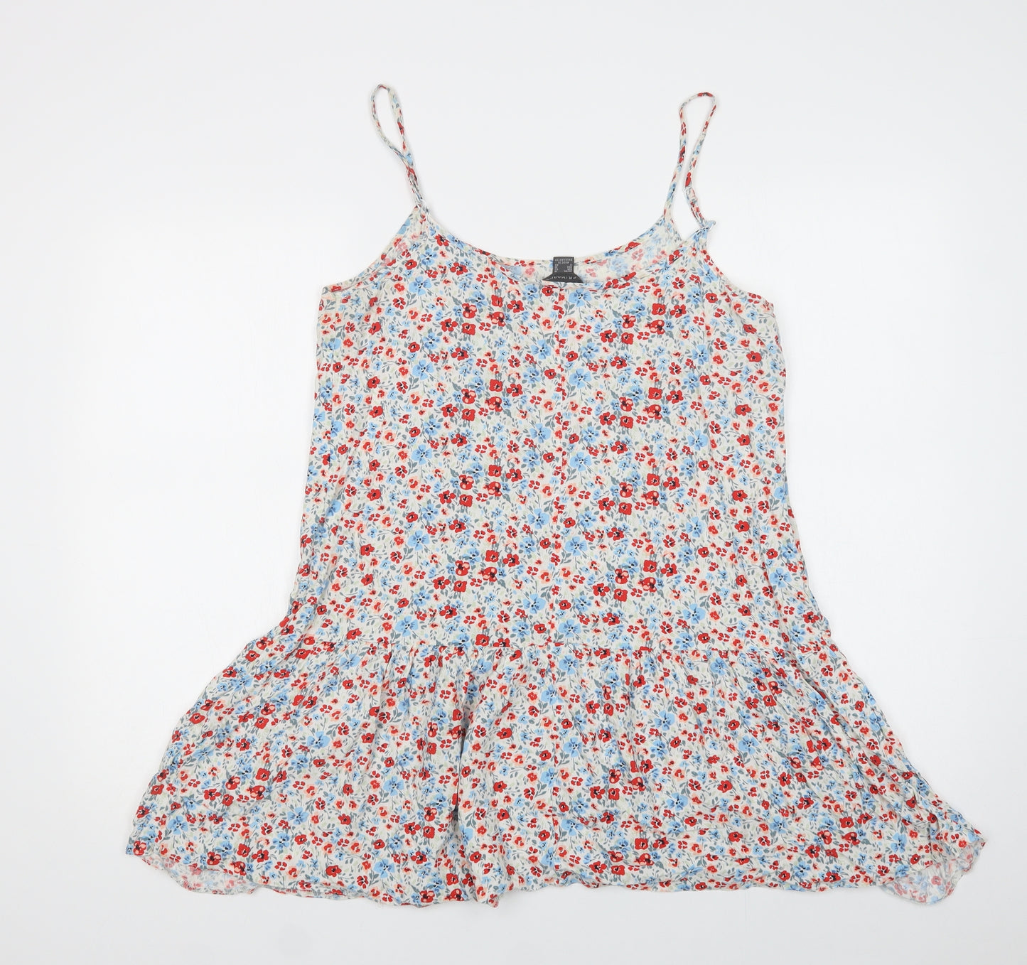 Primark Womens Multicoloured Floral Viscose Slip Dress  Size 14  Round Neck