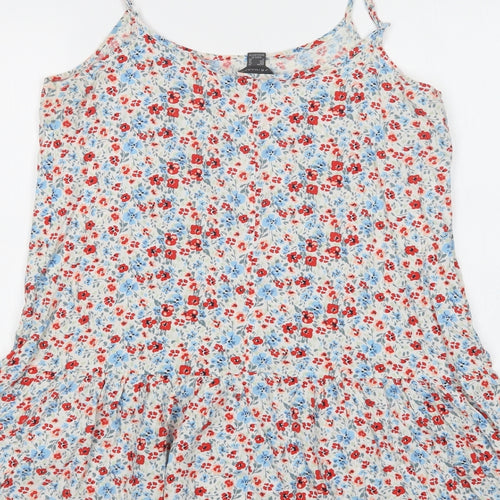 Primark Womens Multicoloured Floral Viscose Slip Dress  Size 14  Round Neck