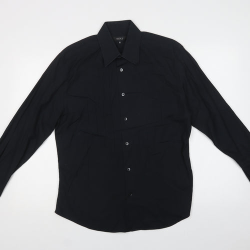 NEXT Mens Black  Cotton  Dress Shirt Size M Collared Button