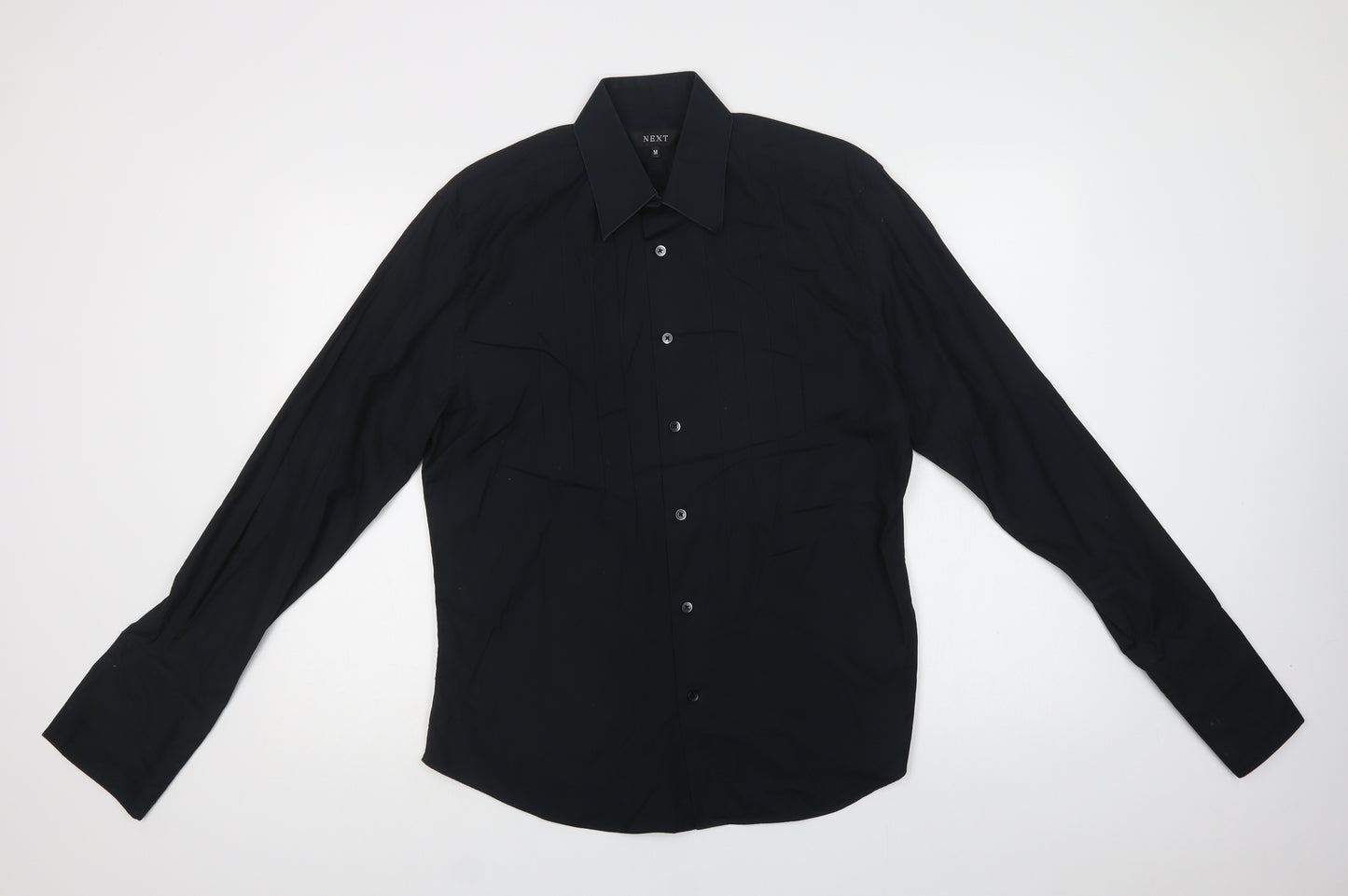 NEXT Mens Black  Cotton  Dress Shirt Size M Collared Button