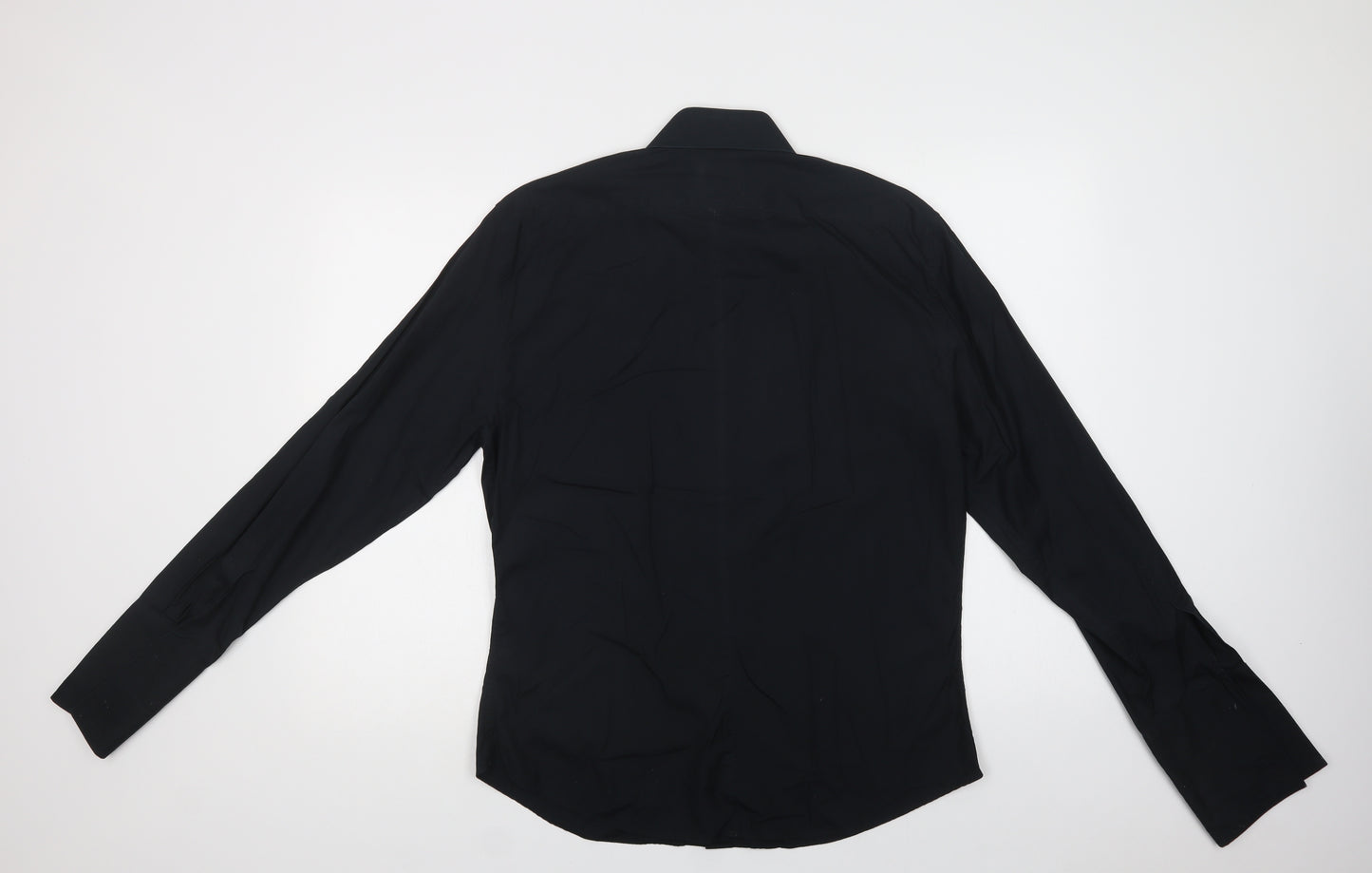 NEXT Mens Black  Cotton  Dress Shirt Size M Collared Button