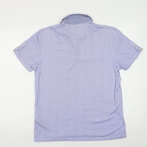 Ted Baker Mens Blue Geometric Cotton  Polo Size M Collared Button