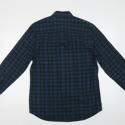 Topman Mens Blue Check Cotton  Button-Up Size M Collared Button
