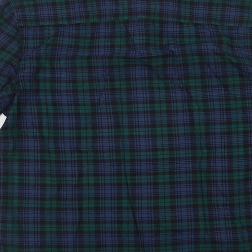 Topman Mens Blue Check Cotton  Button-Up Size M Collared Button