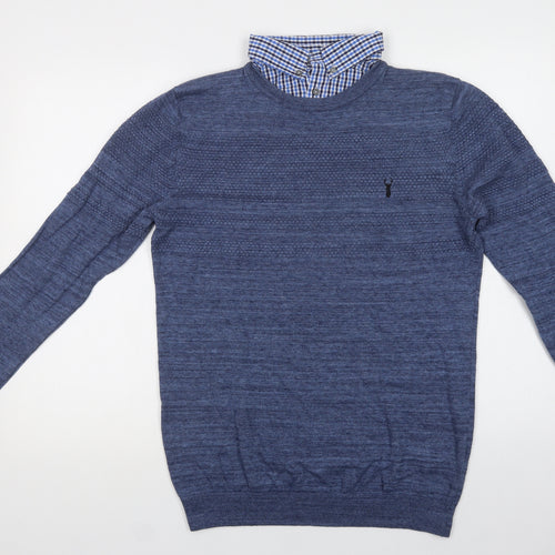 NEXT Mens Blue Collared  Cotton Pullover Jumper Size M