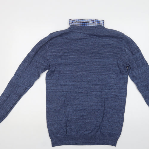 NEXT Mens Blue Collared  Cotton Pullover Jumper Size M