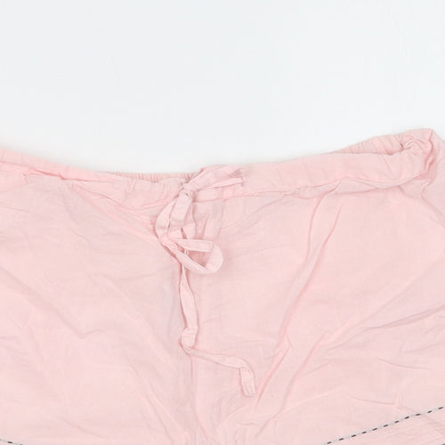 BHS Womens Pink  Cotton  Sleep Shorts Size 10  Drawstring - Lace Detail