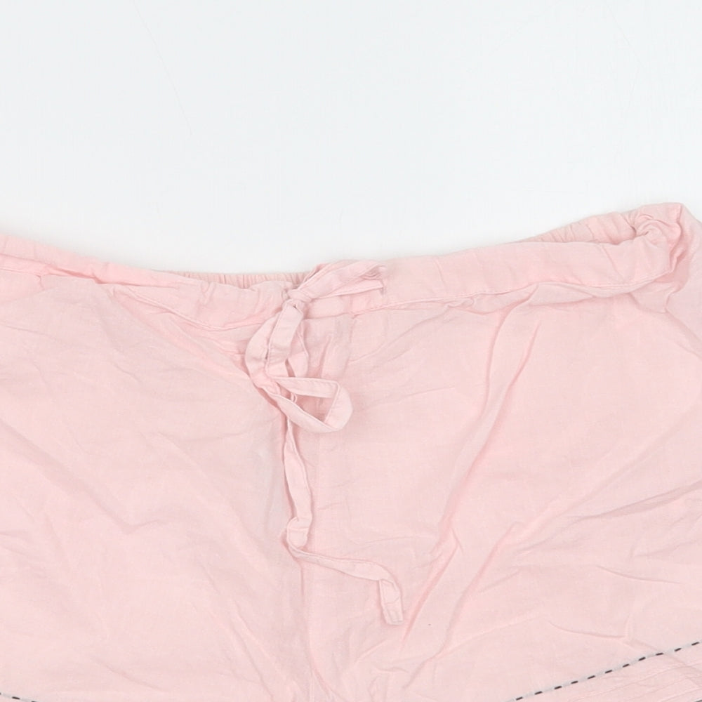 BHS Womens Pink  Cotton  Sleep Shorts Size 10  Drawstring - Lace Detail