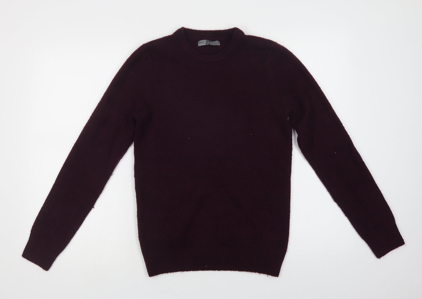 Marks and Spencer Mens Purple Crew Neck  Acrylic Pullover Jumper Size S