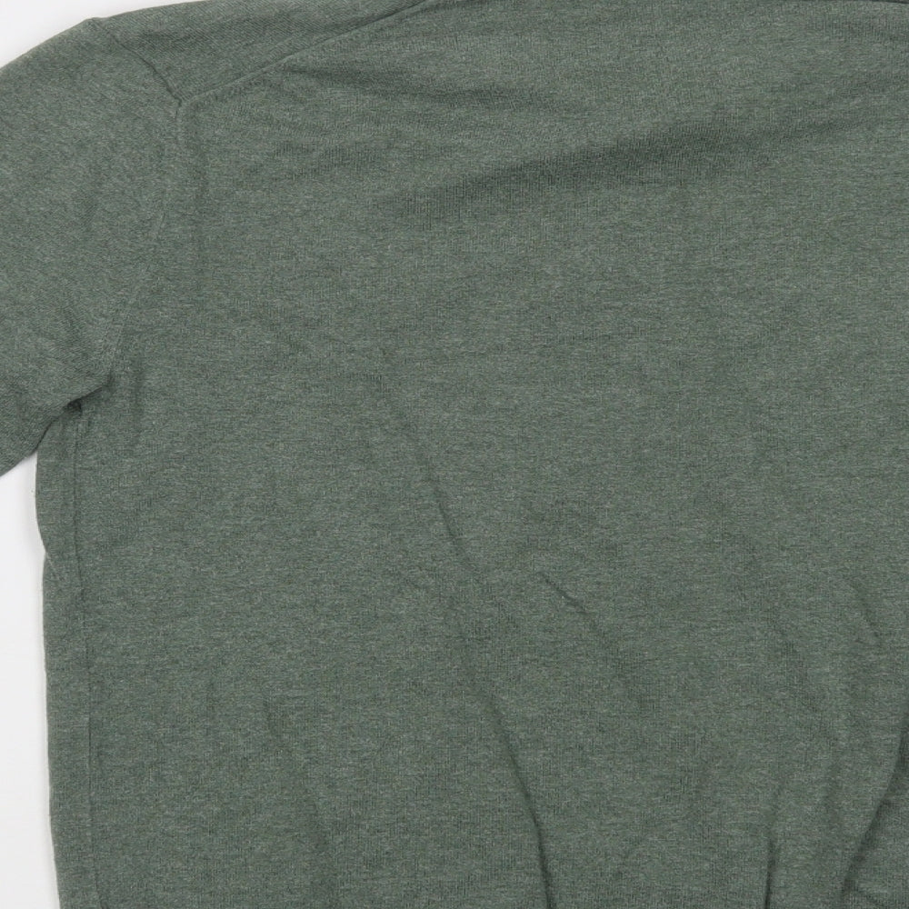 Marks and Spencer Mens Green Collared  Cotton Pullover Jumper Size S