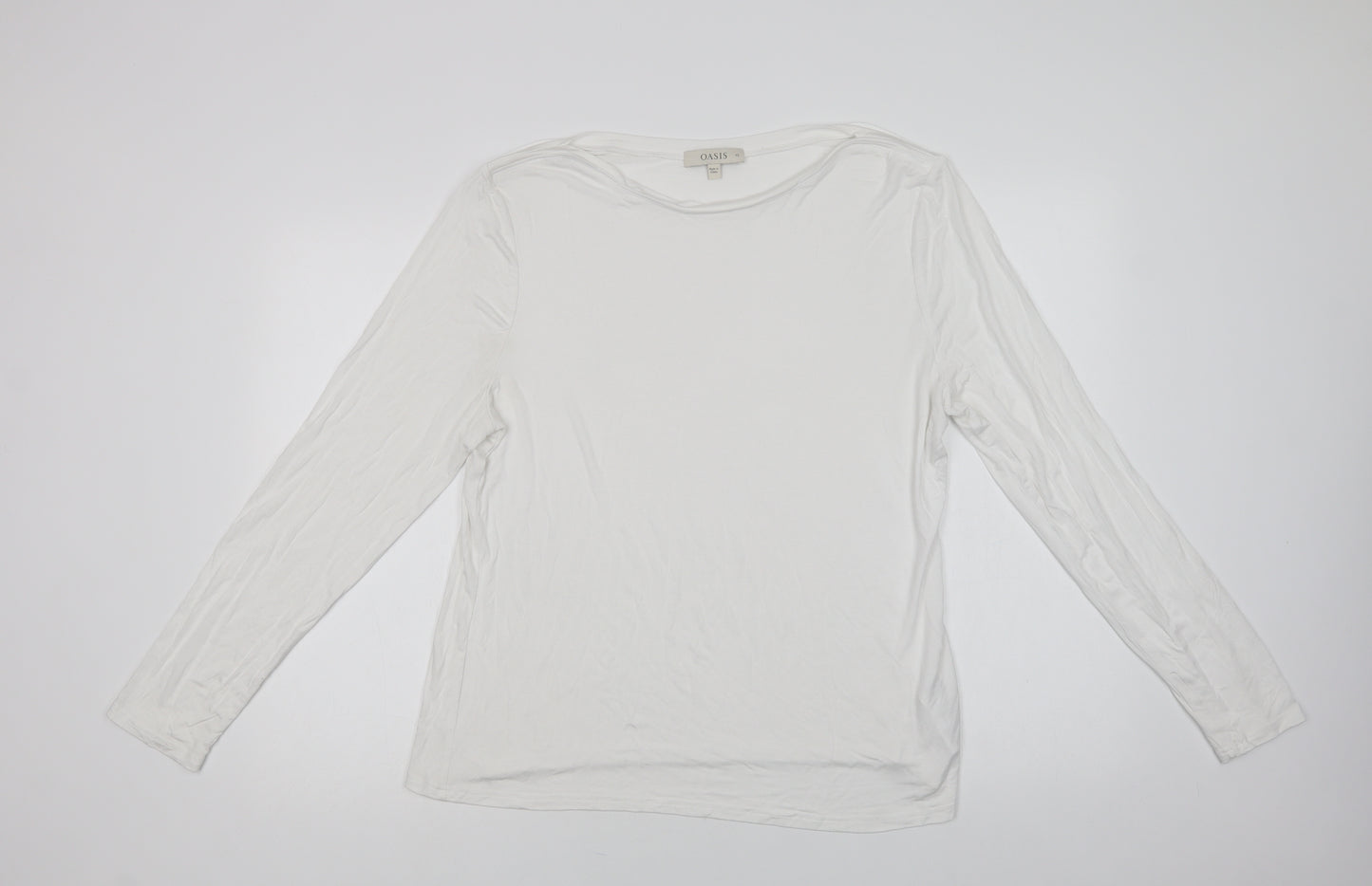 Oasis Womens White  Viscose Camisole Blouse Size XL Boat Neck