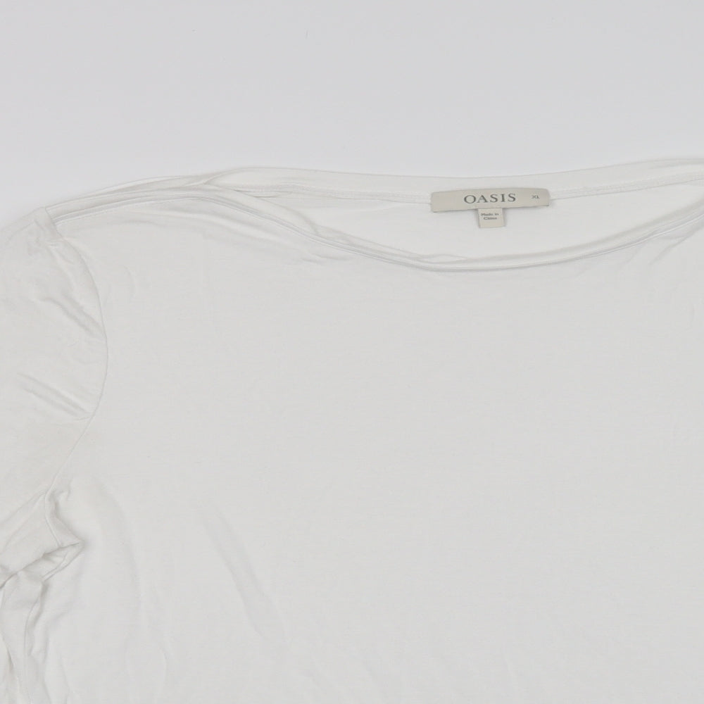Oasis Womens White  Viscose Camisole Blouse Size XL Boat Neck