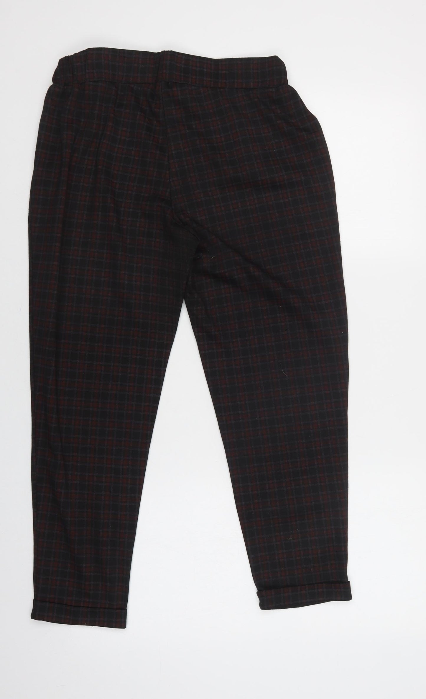 Innocence Womens Purple Check Polyester Jogger Trousers Size 12 L24 in Regular