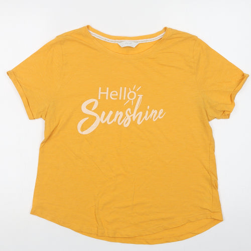 Marks and Spencer Womens Yellow  Cotton Top Pyjama Set Size 12   - Sunshine