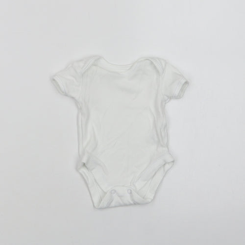 George Baby White  Cotton Romper One-Piece Size 0-3 Months  Snap