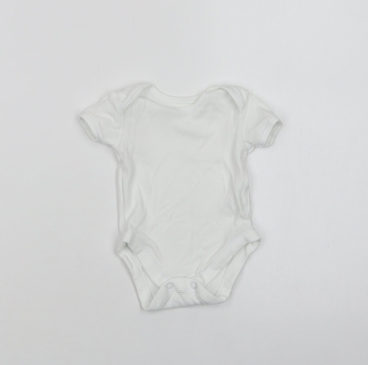 George Baby White  Cotton Romper One-Piece Size 0-3 Months  Snap