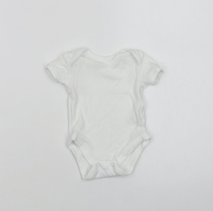 George Baby White Cotton Romper One-Piece Size 0-3 Months Snap