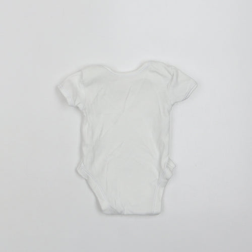 George Baby White  Cotton Romper One-Piece Size 0-3 Months  Snap