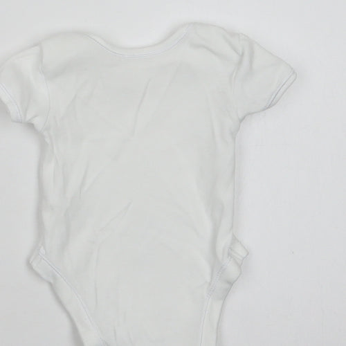 George Baby White  Cotton Romper One-Piece Size 0-3 Months  Snap