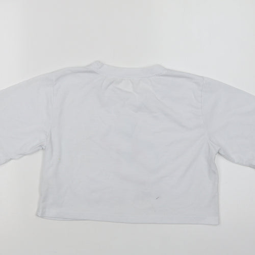 Preworn Womens White  Polyester Cropped T-Shirt Size XS Crew Neck - Tik Tok