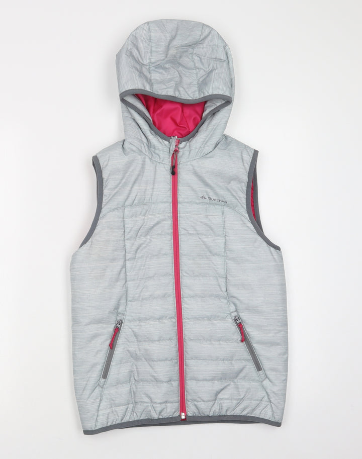 DECATHLON Girls Grey Jacket Waistcoat Size 12 Years Zip
