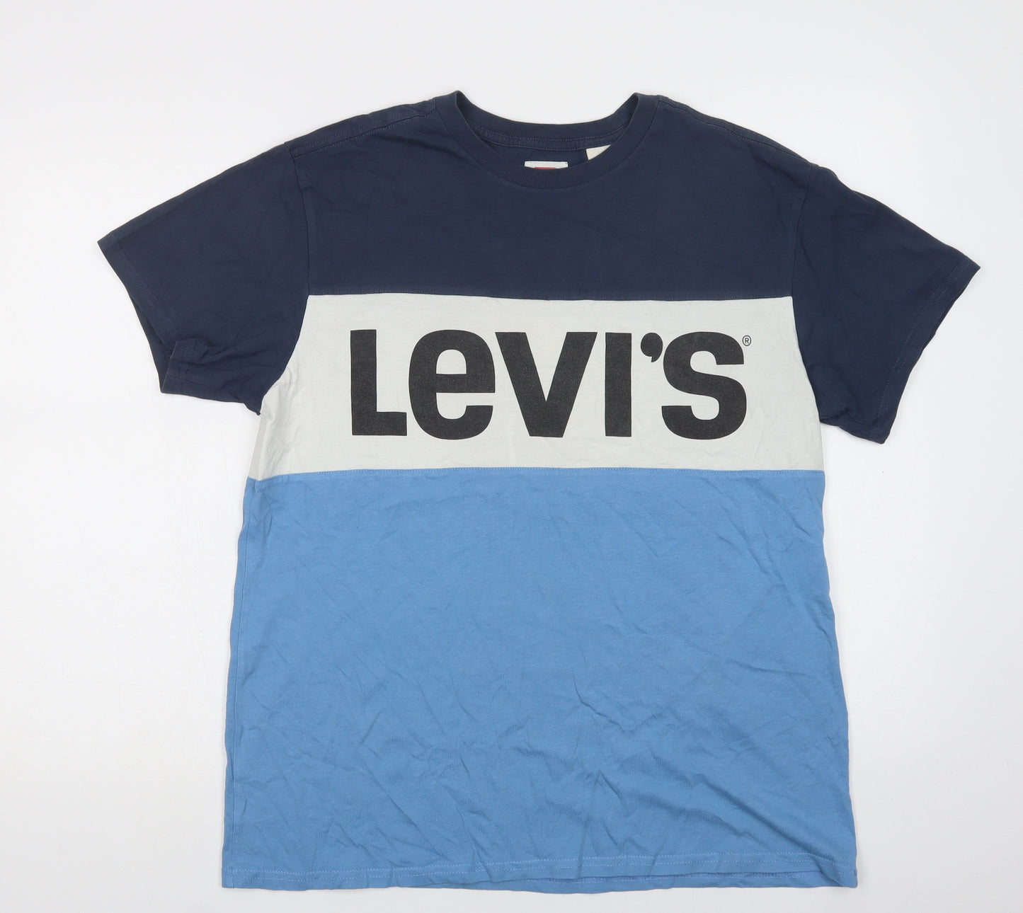 Levi's Mens Blue Colourblock Cotton  T-Shirt Size M Crew Neck
