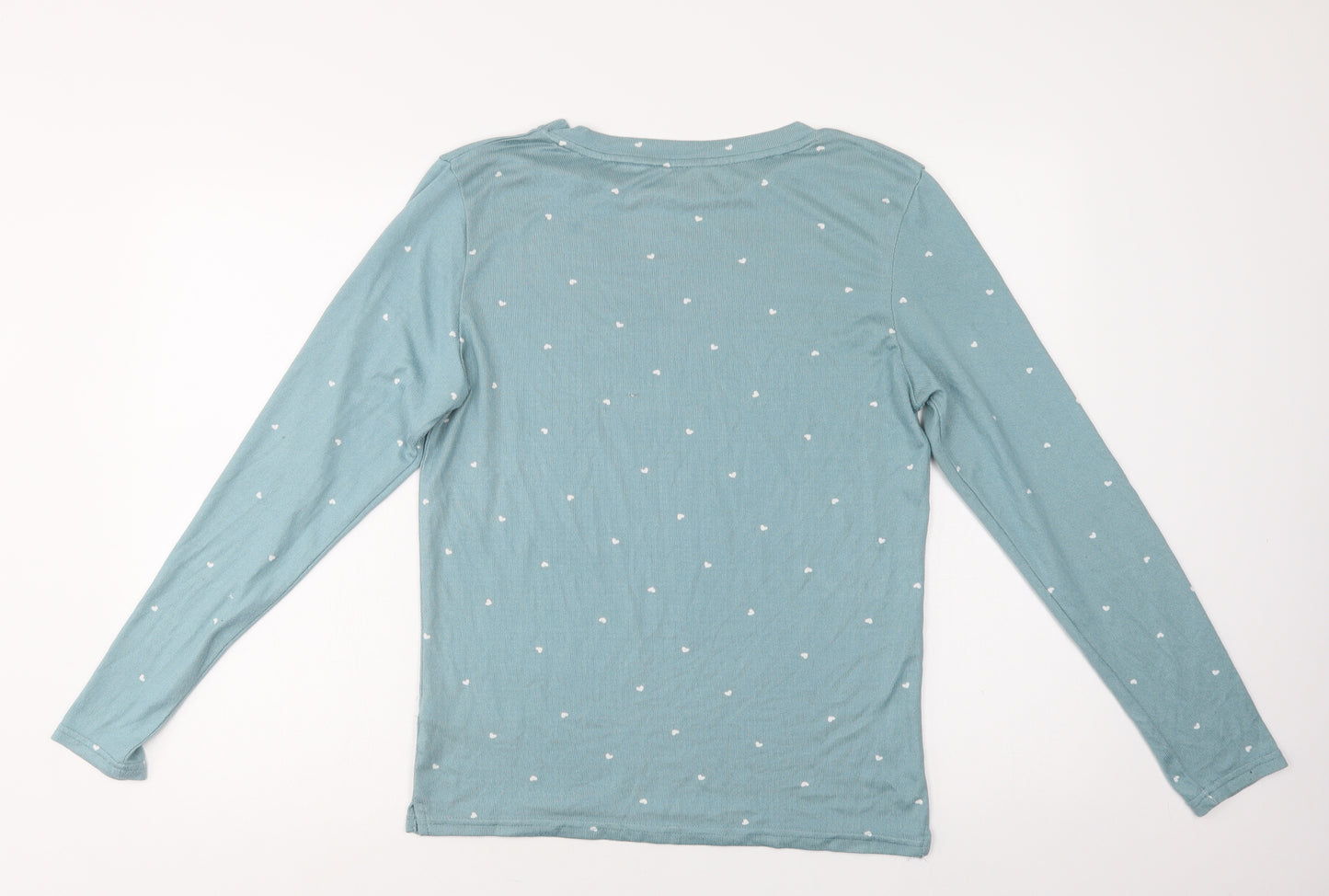 Primark Womens Green Geometric Polyester Top Pyjama Top Size 12   - Heart Print