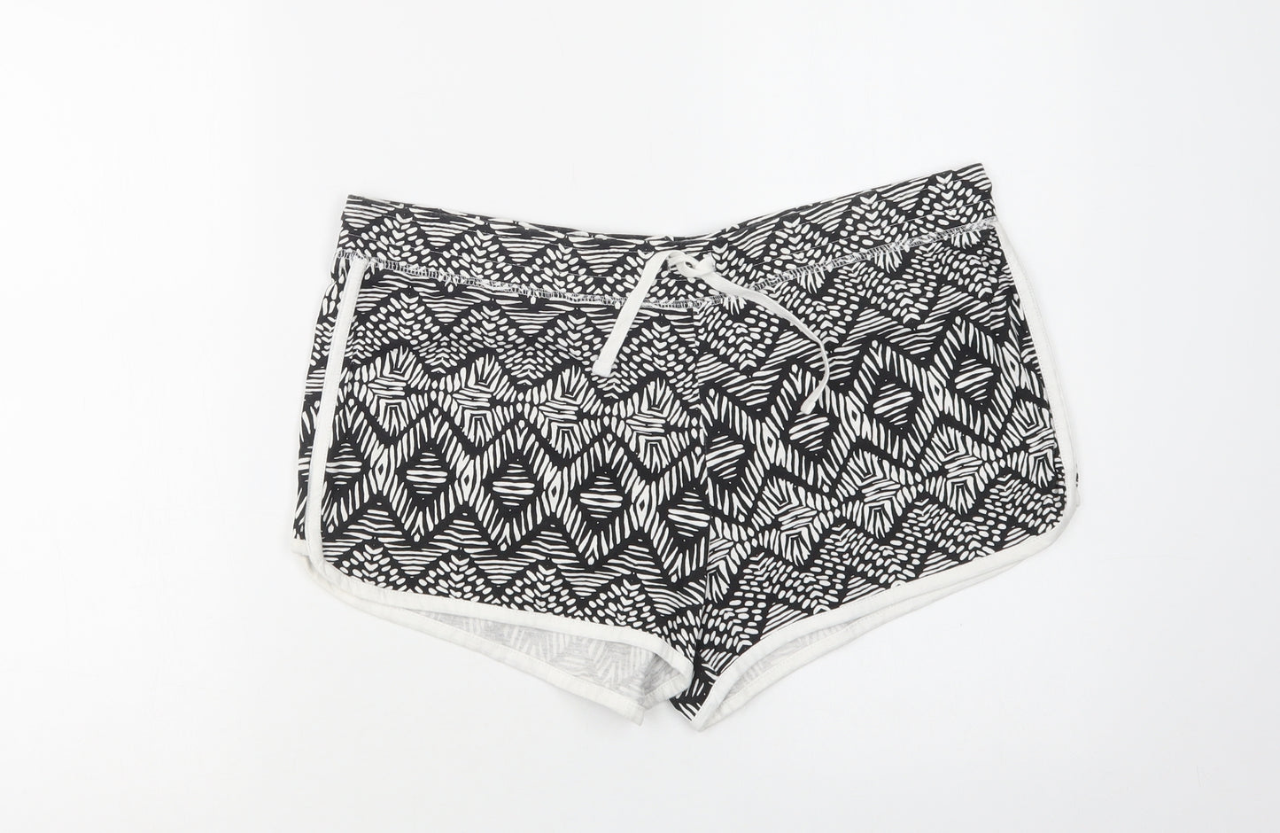 Primark Womens Black Geometric Protein Bermuda Shorts Size 18 L3 in Regular Drawstring