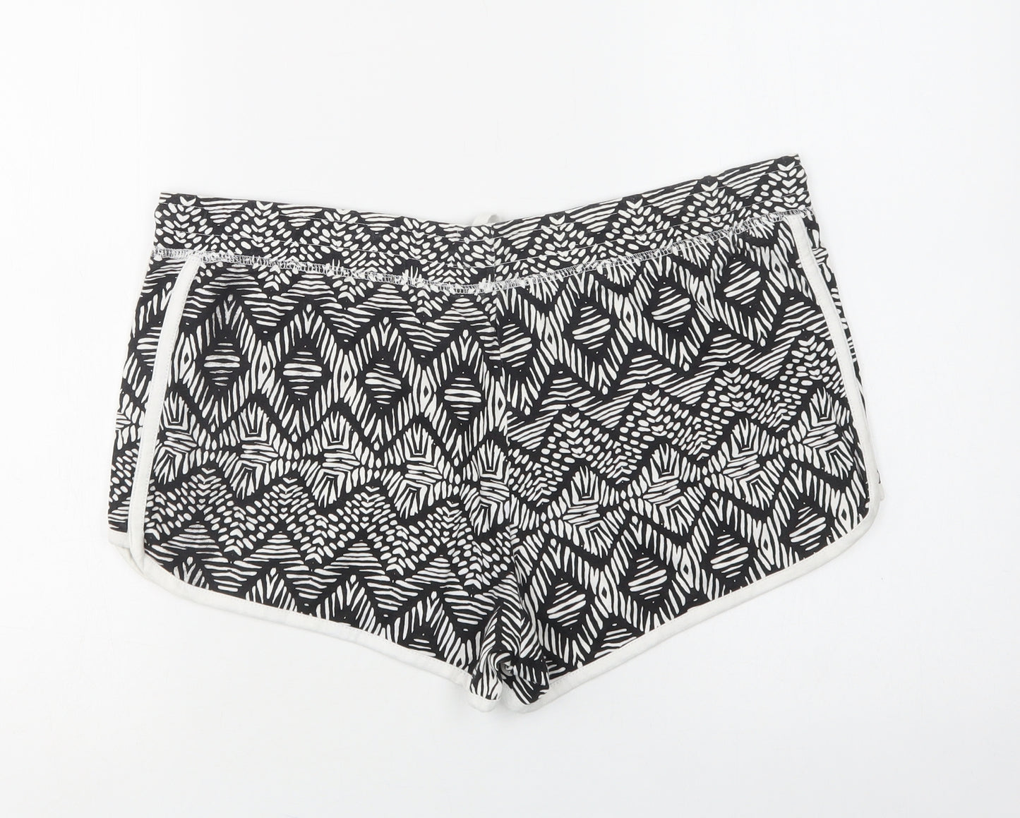 Primark Womens Black Geometric Protein Bermuda Shorts Size 18 L3 in Regular Drawstring