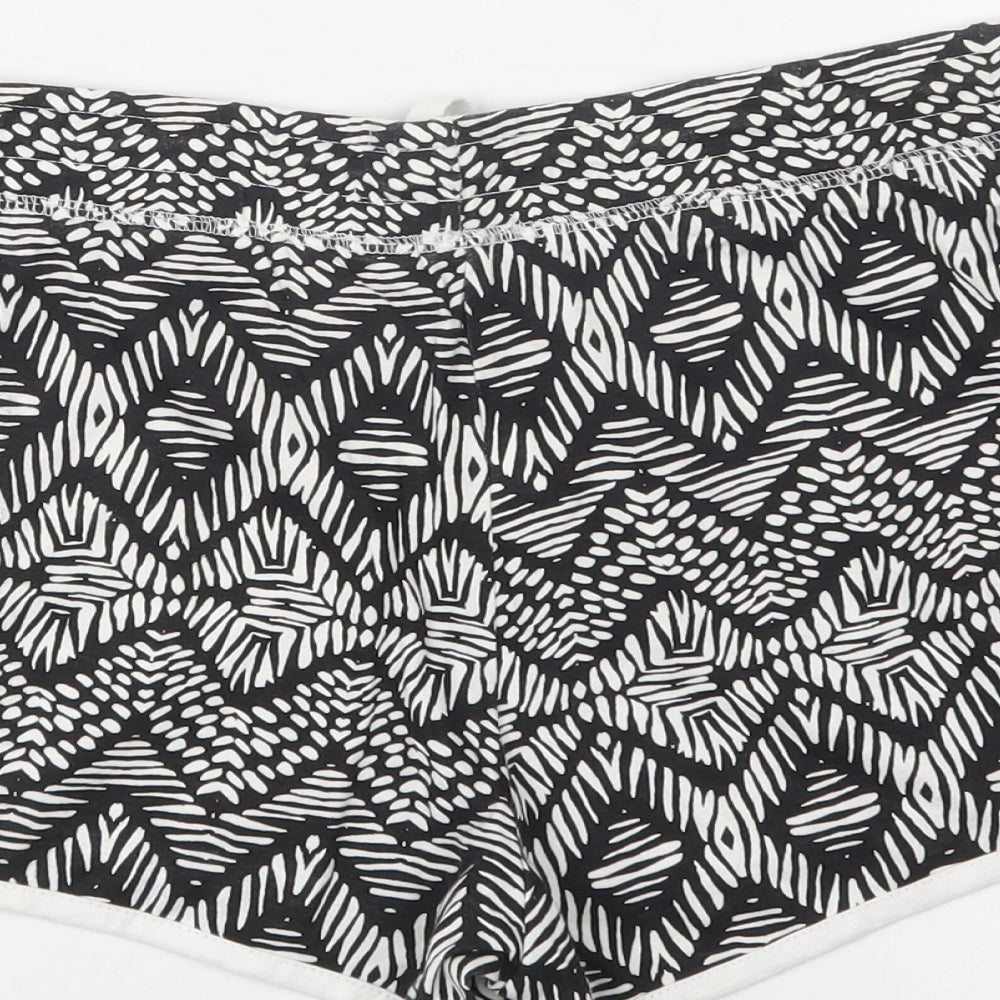 Primark Womens Black Geometric Protein Bermuda Shorts Size 18 L3 in Regular Drawstring