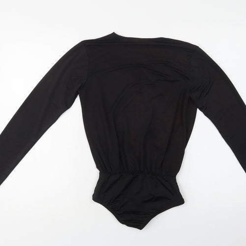 Edge Street Womens Black  Polyester Bodysuit One-Piece Size S  Snap