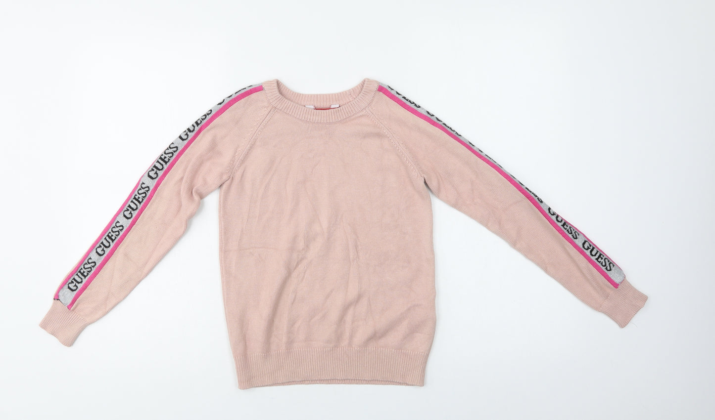 GUESS Womens Pink Crew Neck  Viscose Pullover Jumper Size 10