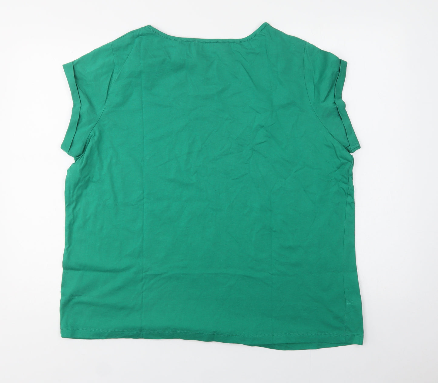 John Baner Womens Green  Cotton Basic T-Shirt Size XL Crew Neck
