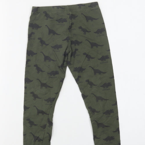 F&F Girls Green Geometric Cotton Jegging Trousers Size 4-5 Years  Regular  - Dinosaur Print