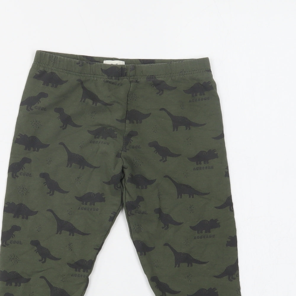 F&F Girls Green Geometric Cotton Jegging Trousers Size 4-5 Years  Regular  - Dinosaur Print