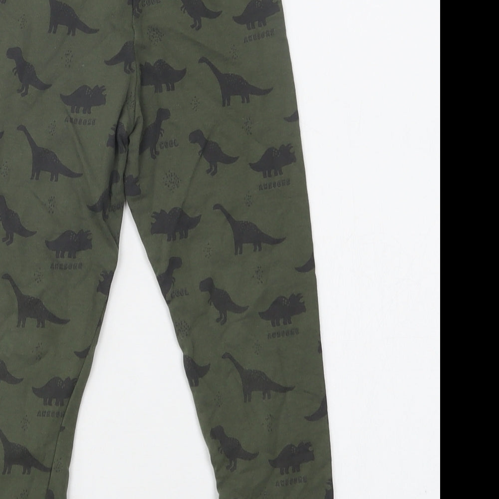 F&F Girls Green Geometric Cotton Jegging Trousers Size 4-5 Years  Regular  - Dinosaur Print