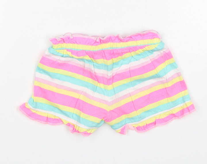 PEP&CO Girls Multicoloured Striped Cotton Sweatpants Trousers Size 9-12 Months - Shorts