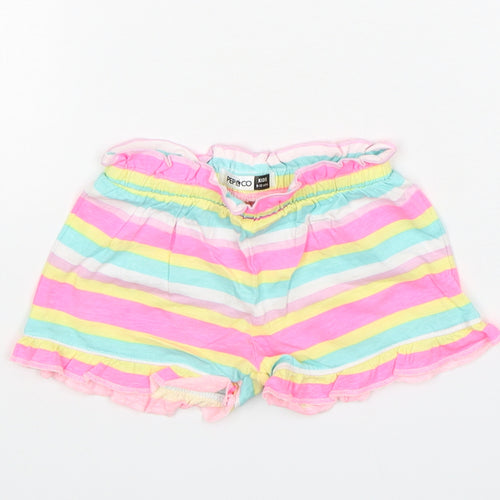 PEP&CO Girls Multicoloured Striped Cotton Sweatpants Trousers Size 9-12 Months   - Shorts