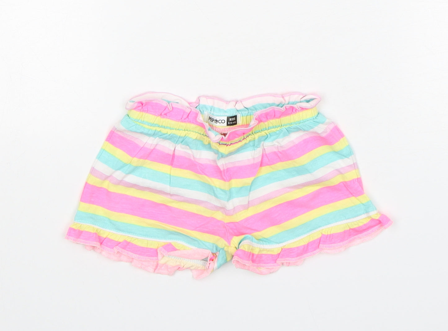 PEP&CO Girls Multicoloured Striped Cotton Sweatpants Trousers Size 9-12 Months   - Shorts