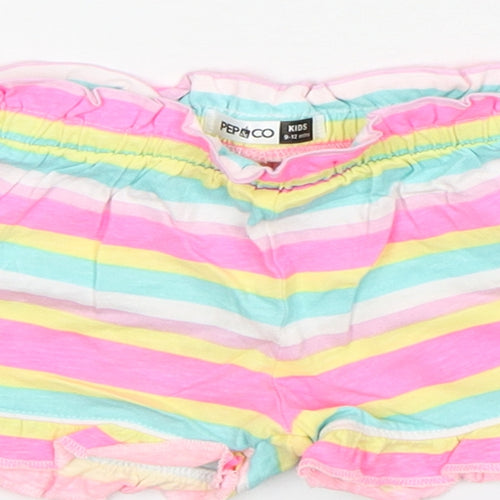 PEP&CO Girls Multicoloured Striped Cotton Sweatpants Trousers Size 9-12 Months   - Shorts