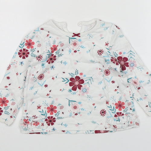 George Girls Multicoloured Floral Cotton Basic T-Shirt Size 12-18 Months Round Neck