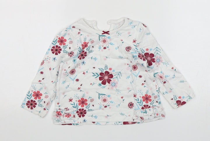 George Girls Multicoloured Floral Cotton Basic T-Shirt Size 12-18 Months Round Neck