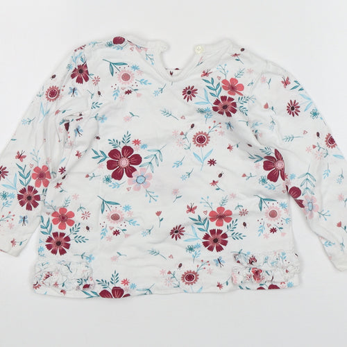 George Girls Multicoloured Floral Cotton Basic T-Shirt Size 12-18 Months Round Neck