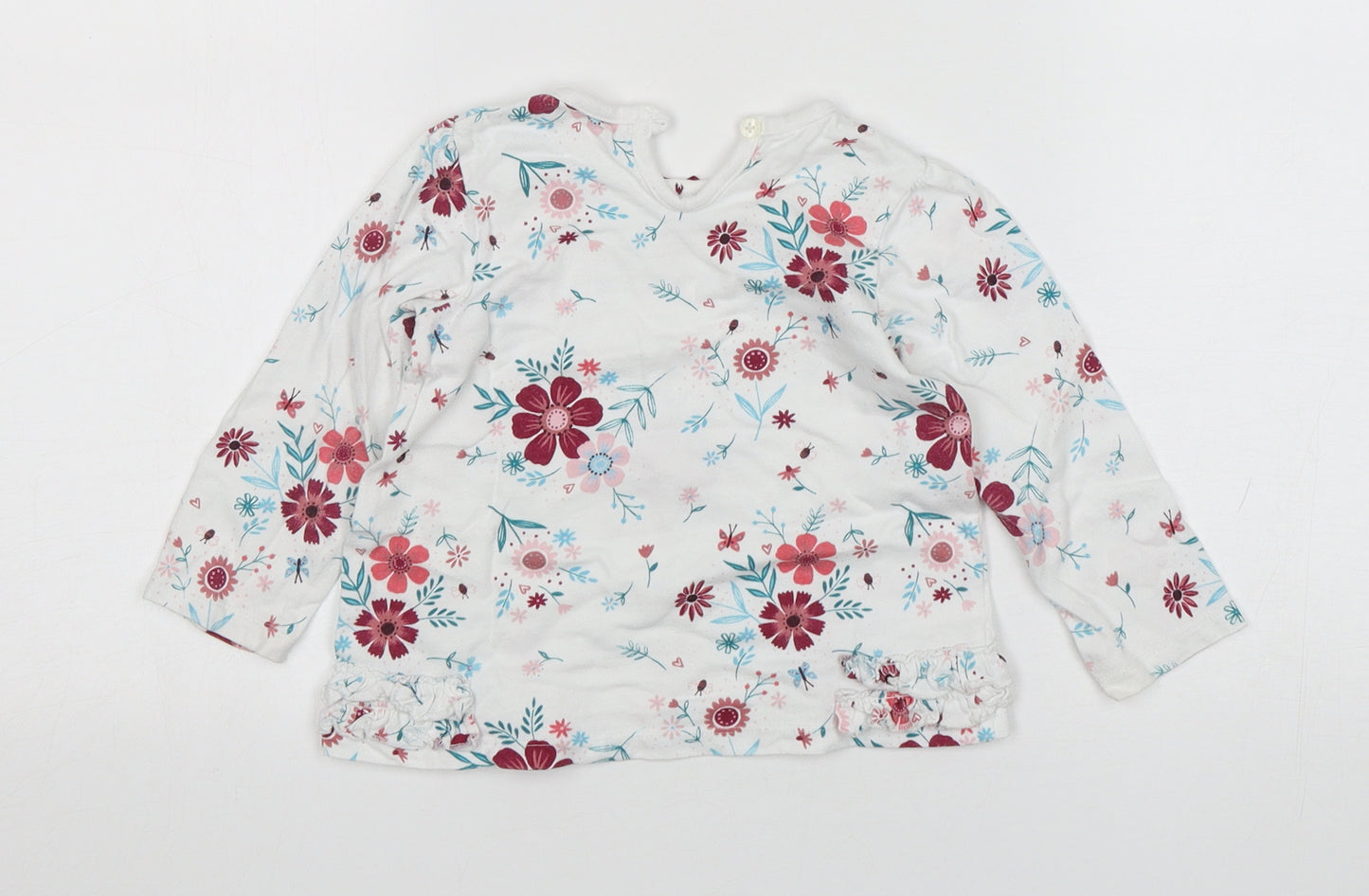 George Girls Multicoloured Floral Cotton Basic T-Shirt Size 12-18 Months Round Neck