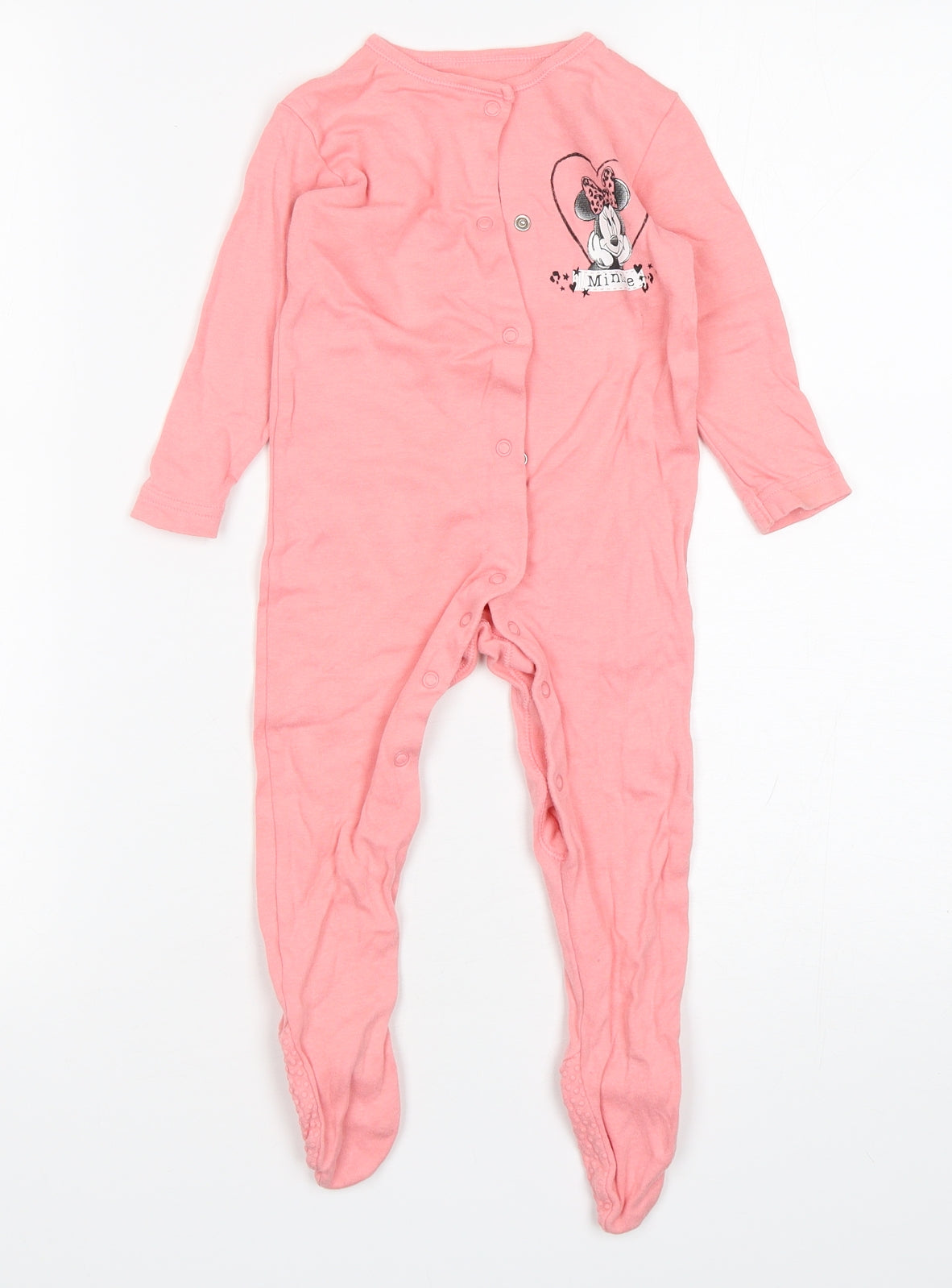 George Girls Pink  Cotton Babygrow One-Piece Size 9-12 Months   - Minnie Mouse