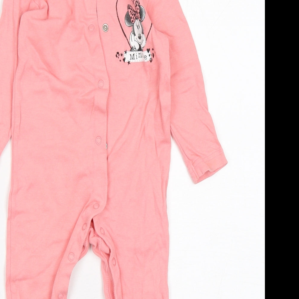 George Girls Pink  Cotton Babygrow One-Piece Size 9-12 Months   - Minnie Mouse
