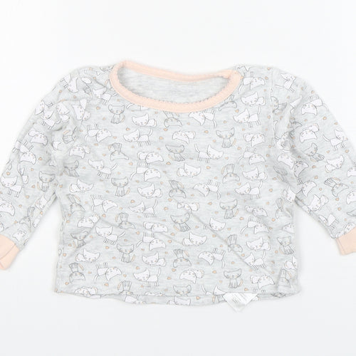 Primark Girls Grey Animal Print Cotton Pullover Jumper Size 18-24 Months